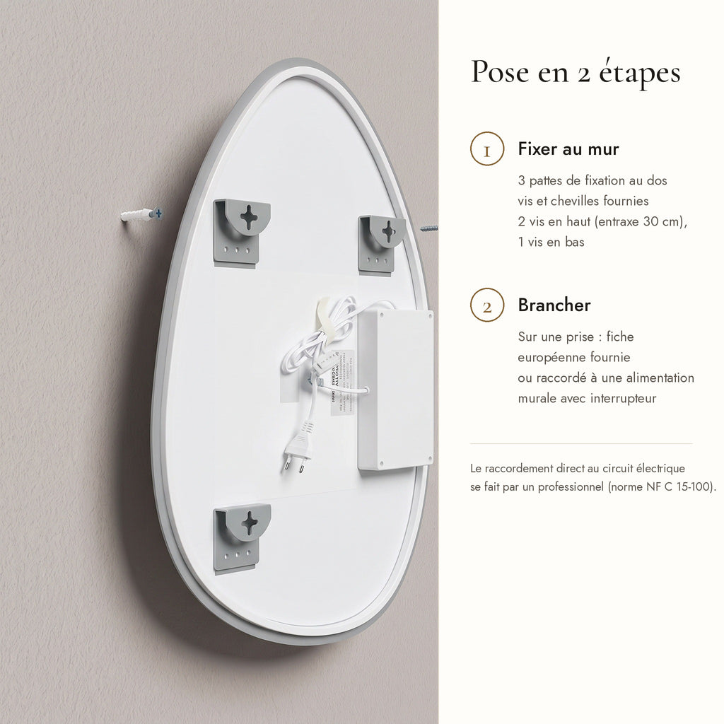 Pose du Galet en 2 étapes : fixation murale et branchement