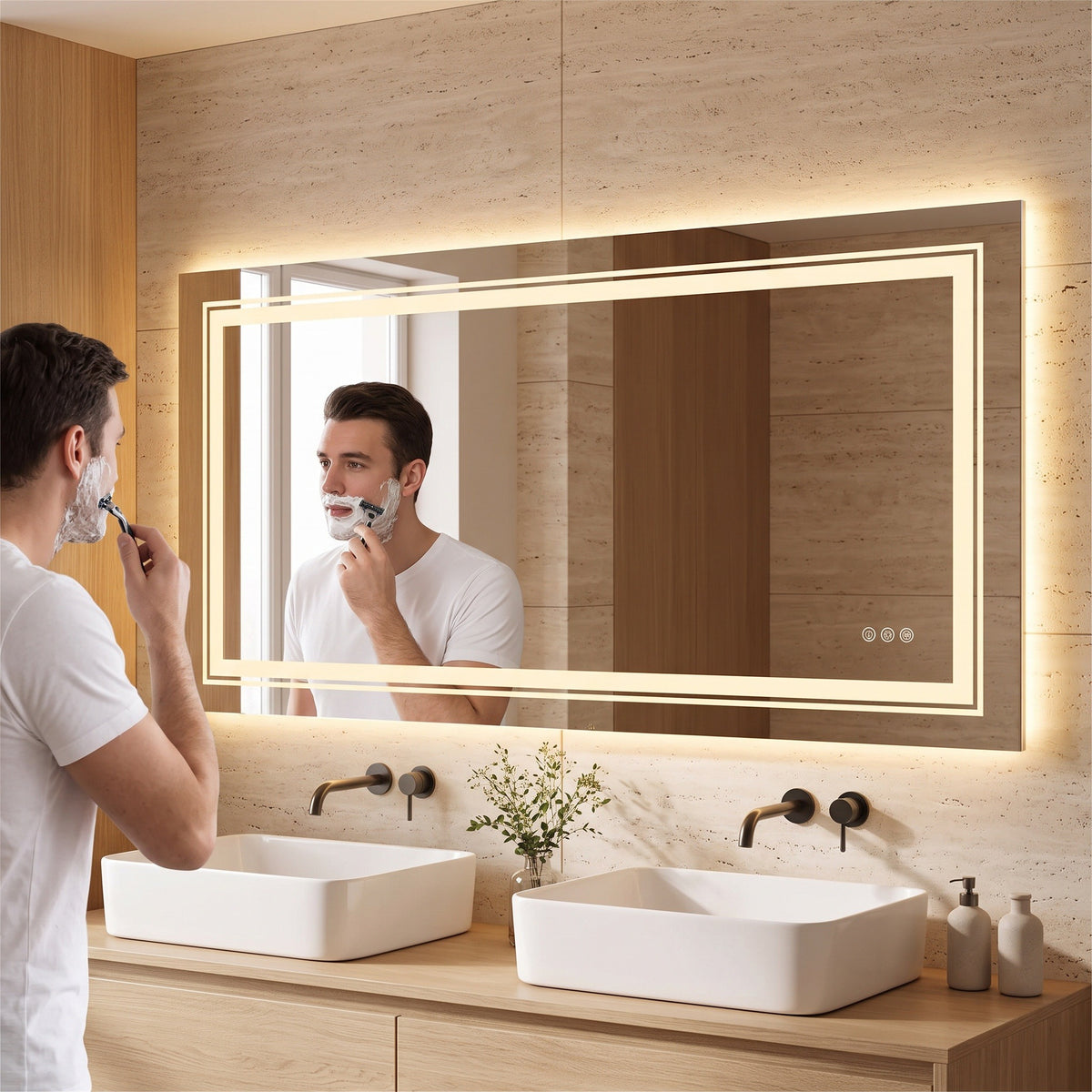 Le Grand Studio, grand miroir LED rectangulaire — en usage