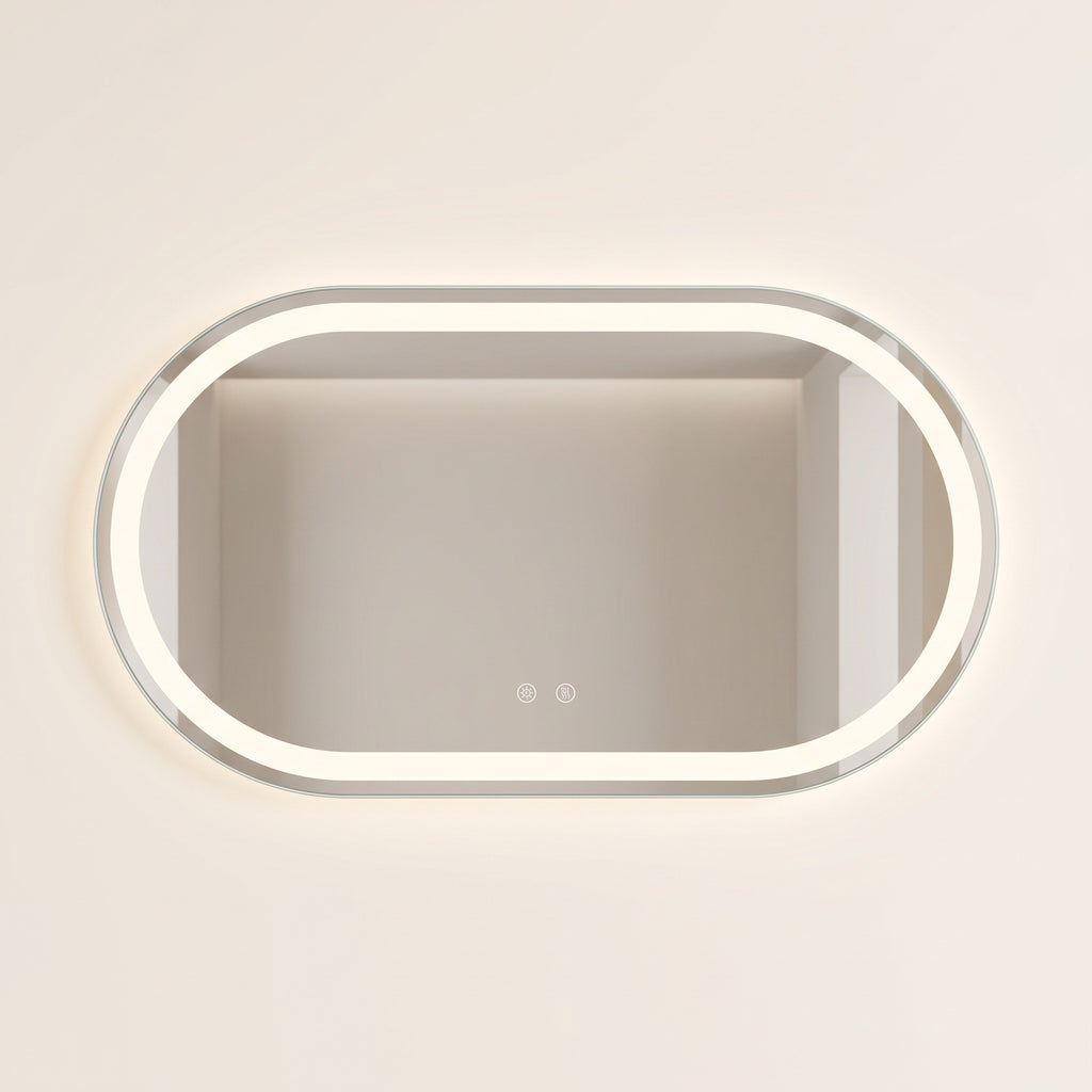 L'Ovale, miroir LED ovale — vue de face sur fond ivoire
