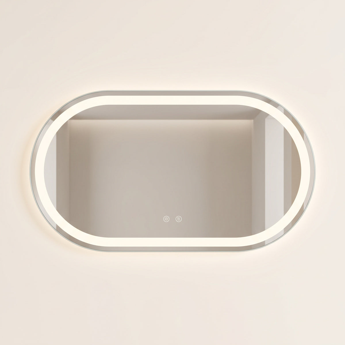 L'Ovale, miroir LED ovale — vue de face sur fond ivoire