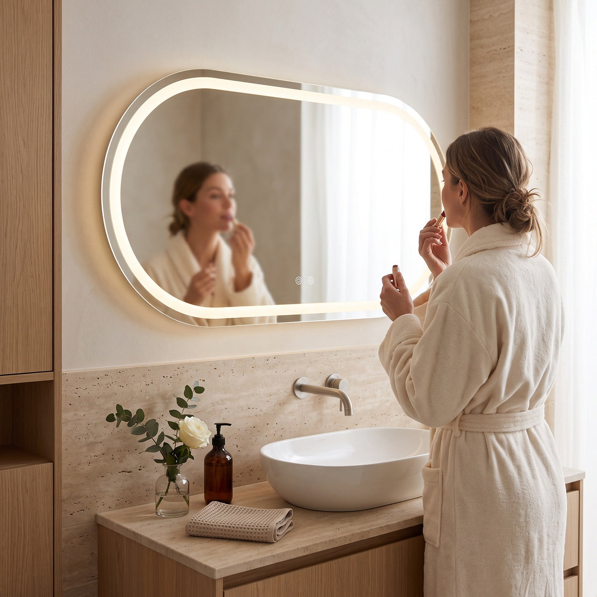 L'Ovale, miroir LED ovale — en usage